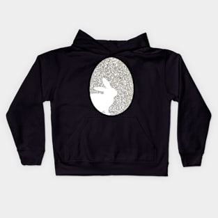 Easter Bunny Silhouette in Silver Faux Glitter Easter Egg Kids Hoodie